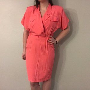 Vintage 80s Hearts 8 Barbie Pink Dress